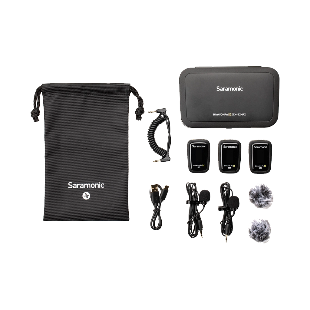 Saramonic Blink500 PRO B1 Wireless Lavalier Microphone VLog, 2.4GHz  Dual-Channel Stereo Mic with Charging Case, OLED Display ＆ 3.5mm Headphone  Output マイク