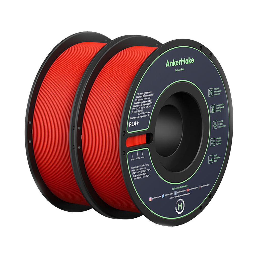 AnkerMake PLA+ Filament (2-Pack, Red)