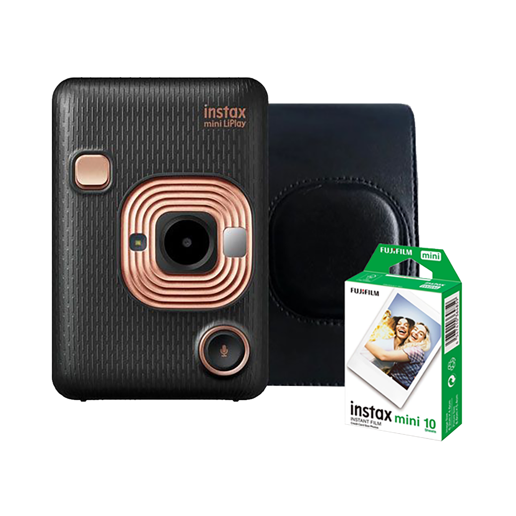 Fujifilm Instax Mini LiPlay Hybrid Instant Camera (Elegant Black) with 1 Fujifilm Instax Mini Instant Film and Instax LiPlay Case