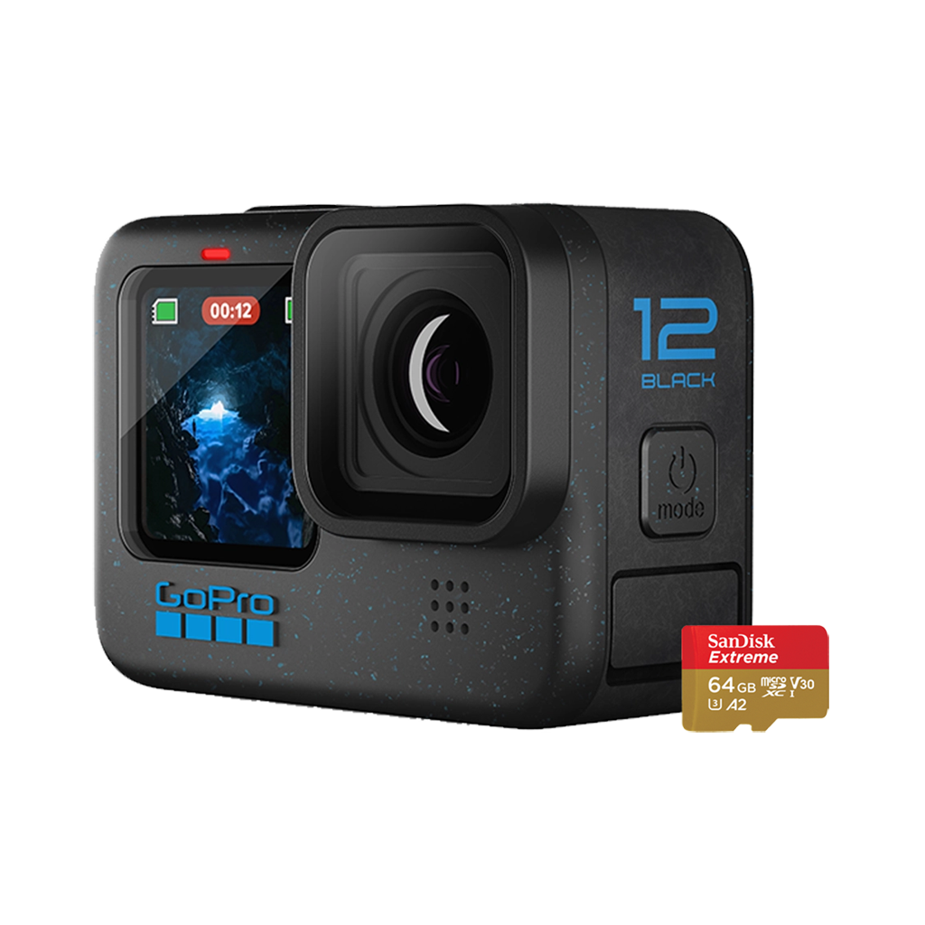 GoPro HERO12 Black with SanDisk 64GB Extreme UHS-I microSDXC Memory Card