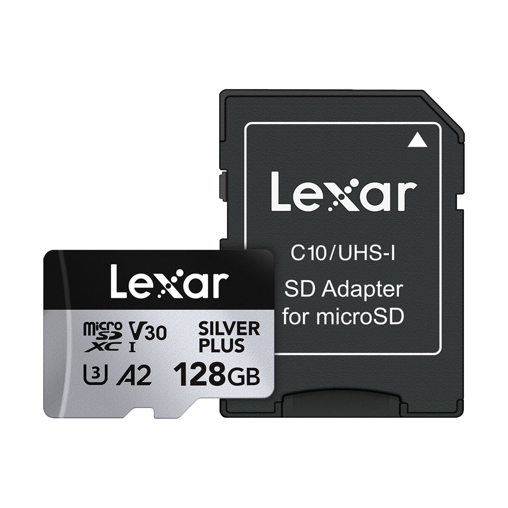 Lexar 128GB Professional UHS-I microSDXC Memory Card with SD Adapter (SILVER PLUS Series)