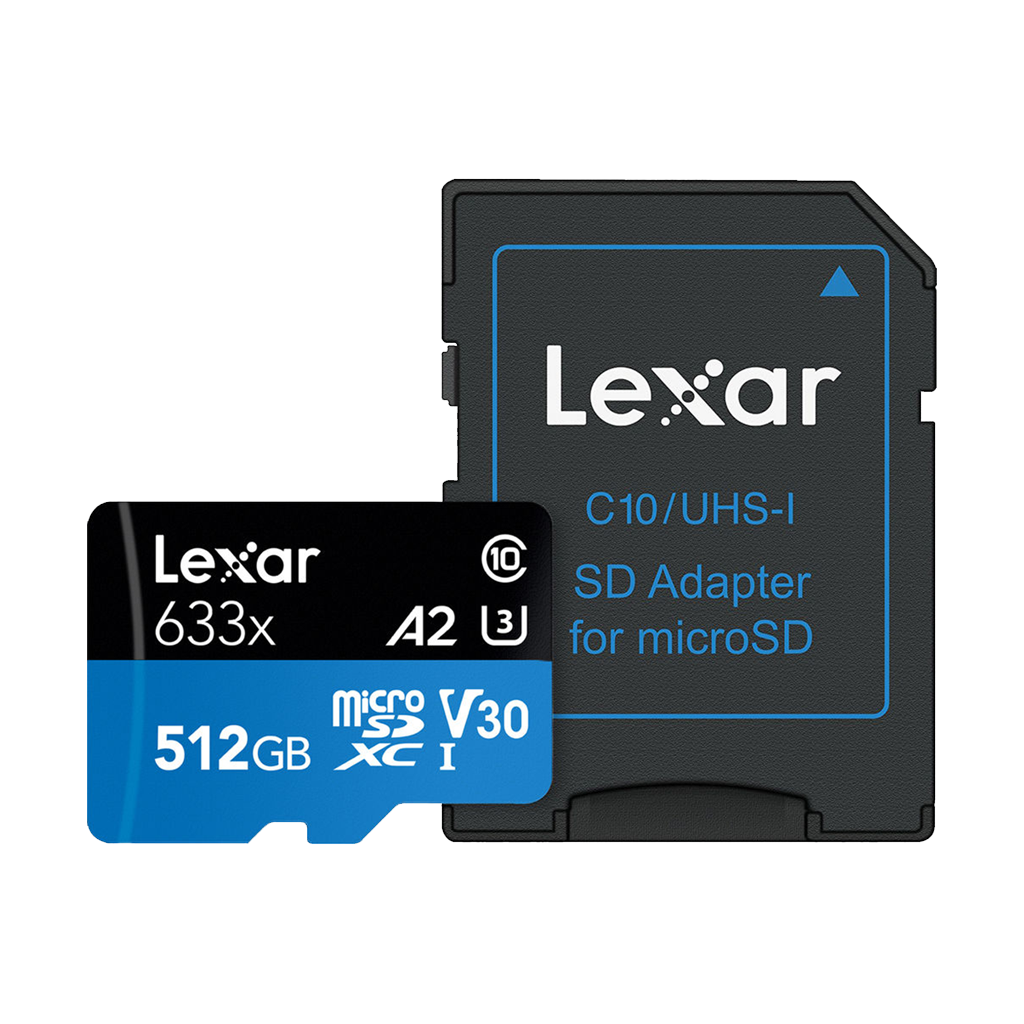 Lexar 512GB High-Performance 633x 95MB/s UHS-I microSDXC Memory Card with SD Adapter