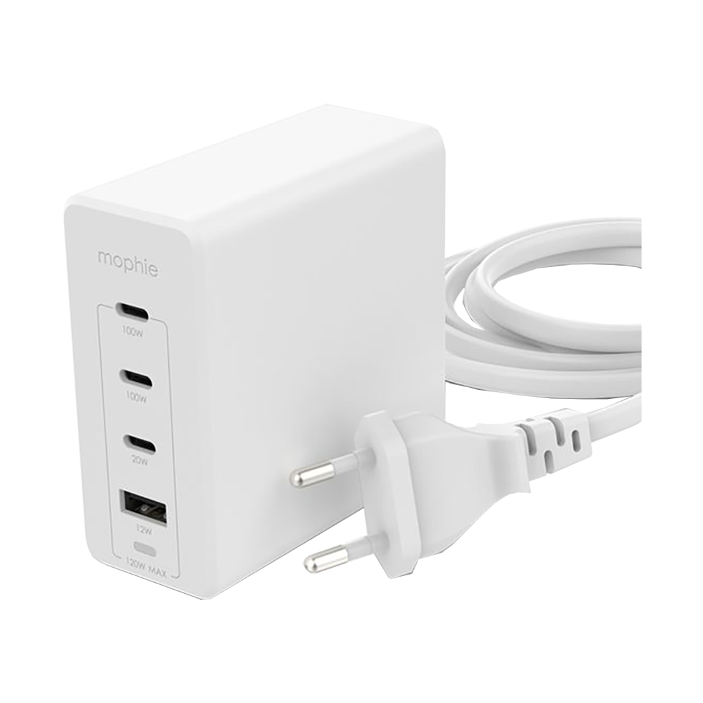 Mophie Speedport 120W GaN 4-Port USB-C/USB-A Wall Charger (White)