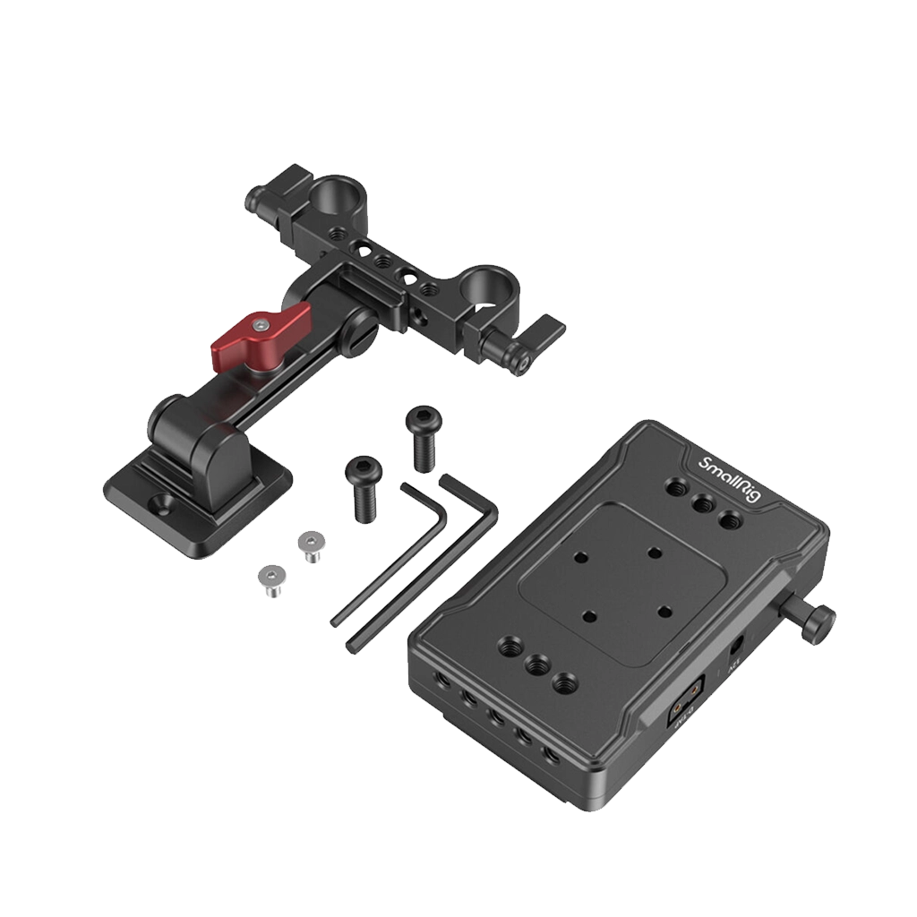 SmallRig V-Mount Battery Adapter Plate with Dual-Rod Clamp and Extension Arm