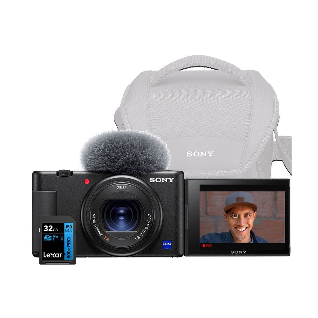 Sony ZV-1 Digital Camera with Sony Soulder Bag and 32GB SD Card (Black)