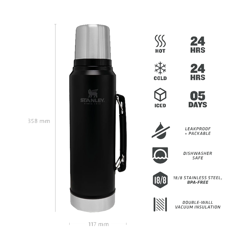 Stanley The Legendary Classic Bottle 1.0L (Matte Black Pebble)